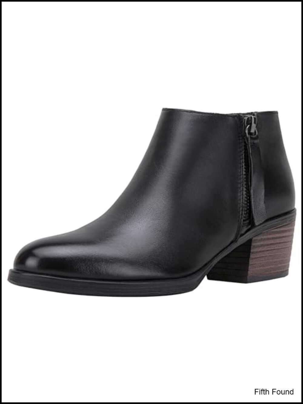 Genuine Leather Low Heel Ankle Boots Zip Booties Memory Foam